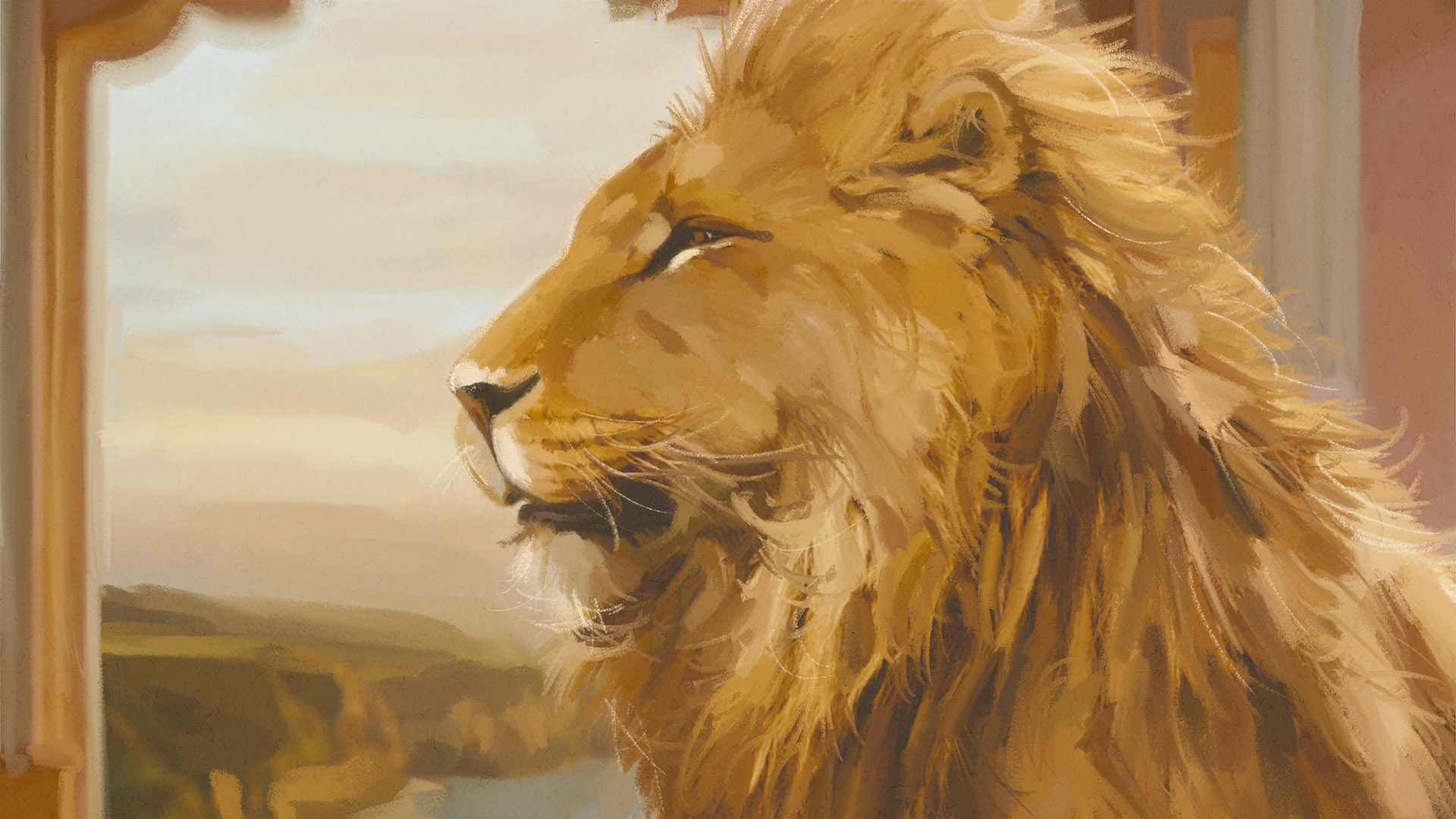 Lion, Aslan of Chronicles of Narnia, Original Oil Painting on