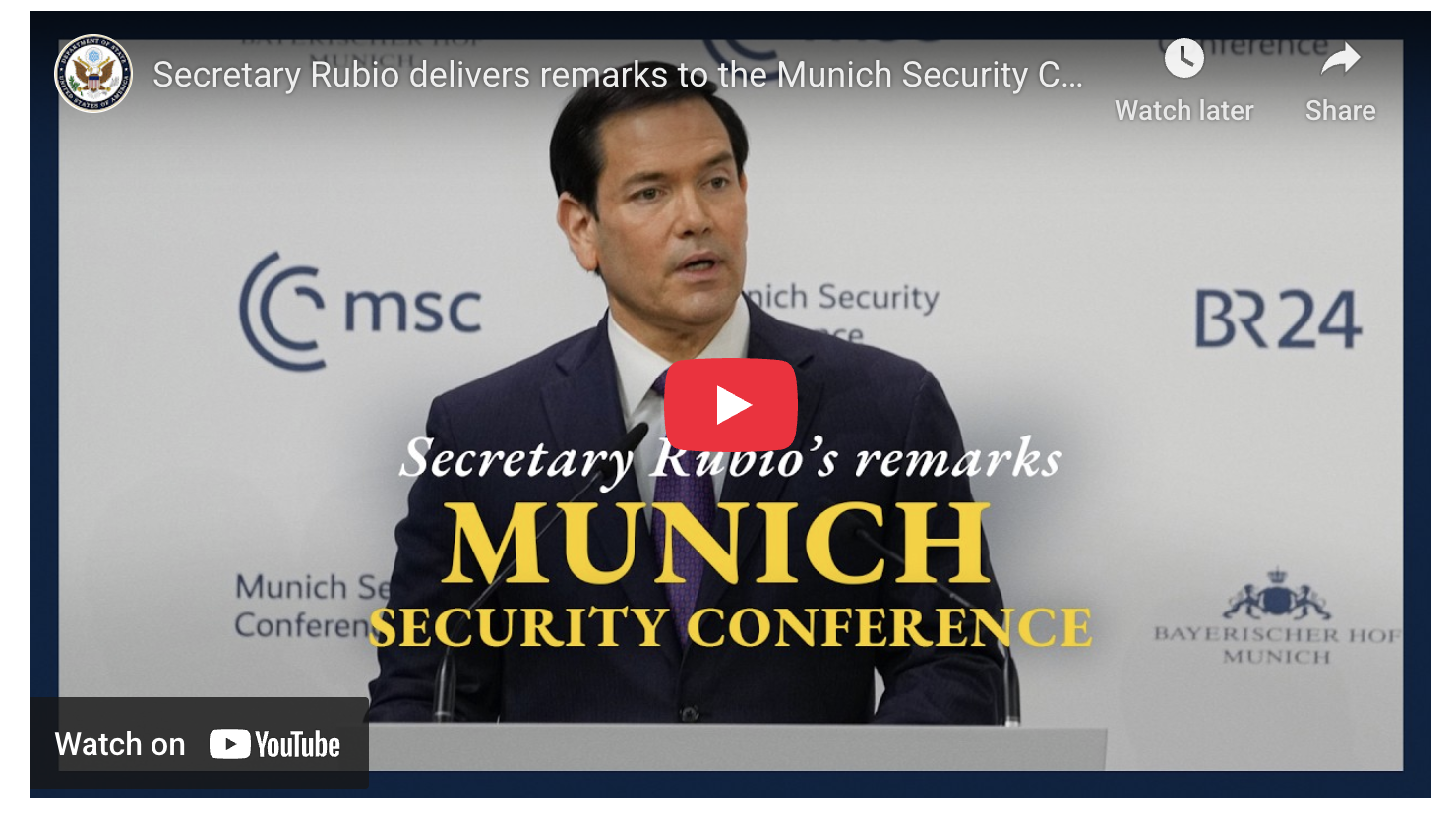 Secretary of State Marco Rubio at the Munich Security Conference