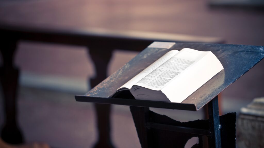 Bible on lectern