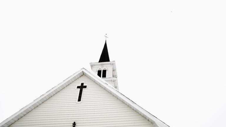 White steepled church