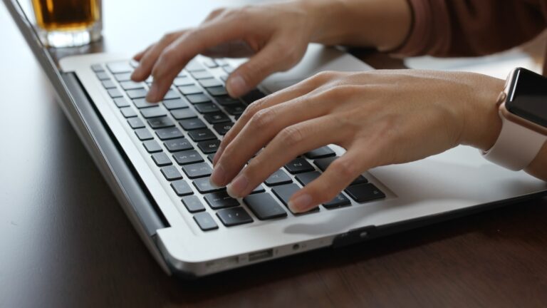 typing on computer