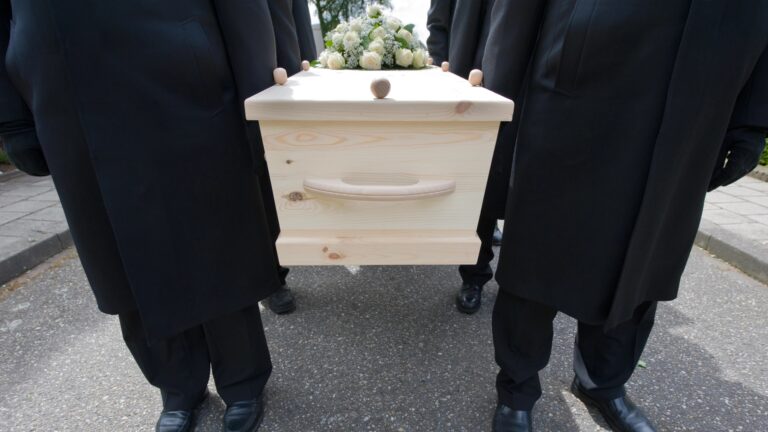 casket and pallbearers