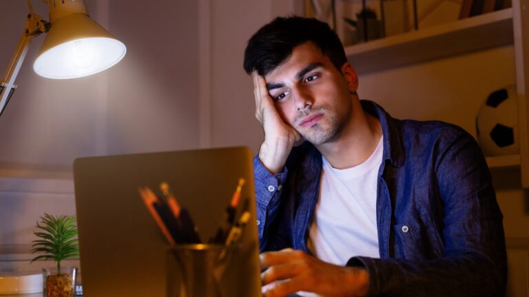 man working late at night