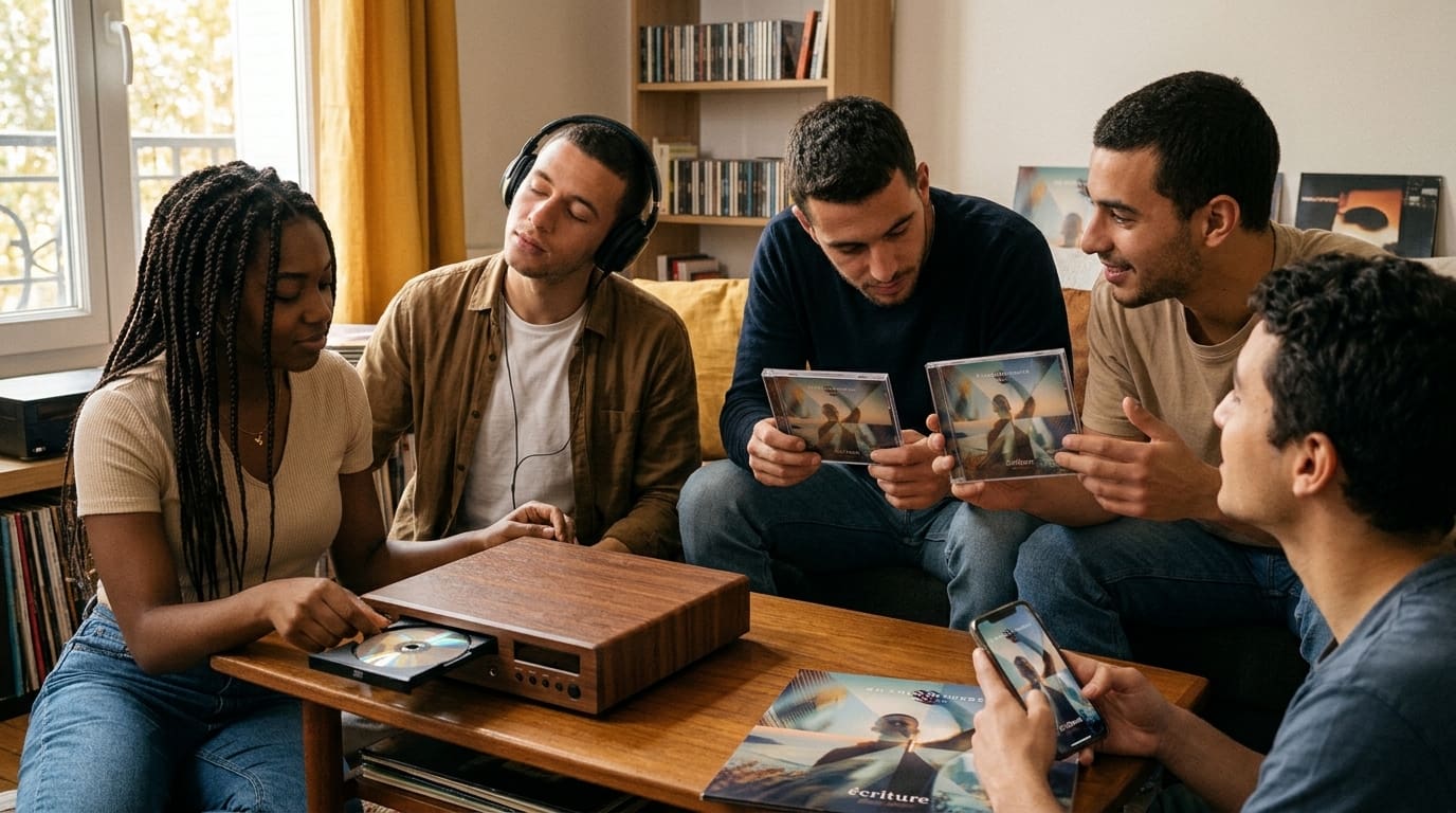 Un groupe de jeune écoute l’album En toutes choses d’Écriture musique