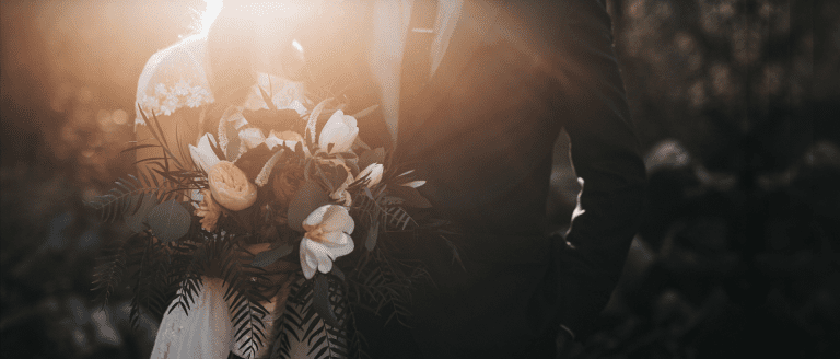 Marriage - wedding photo in dusty sunlight