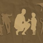 Healing Fatherhood - images of Father child activities that seem perfect on a brown paper texture