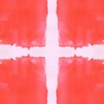 Jesus' death and resurrection - The Cross of Christ, in white on red paint