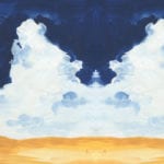 I Believe in Jesus' Ascension - painted desert and clouds with a figure rising between them