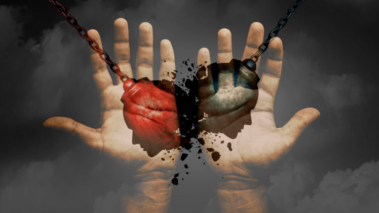 Pastoring strained marriages - Drawing of two cannon balls knocking each other, with two hands in the background.