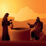 Jesus as the counsellor - A vector image of "Jesus" talking to a woman at the well.