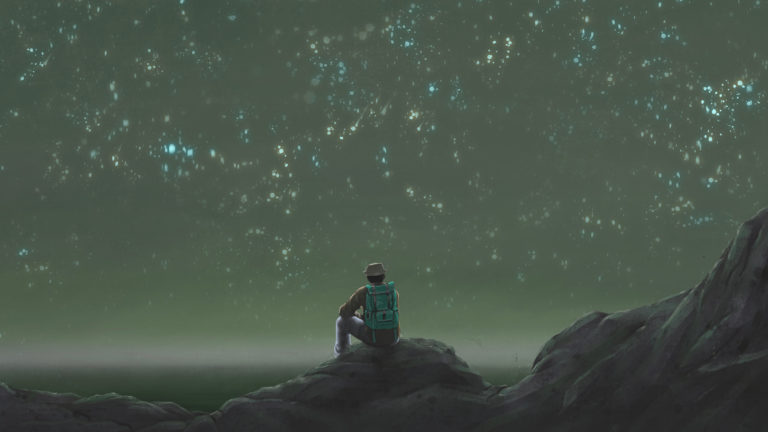 Exiles - A guy sitting by himself looking at the sky