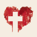 The Love of God - A red heart with a cross shape.