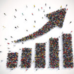 Church Growth - growth columns with an arrow on top, pointing up