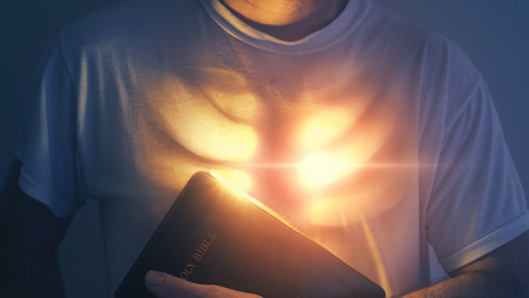 Inner Transformation - An drawing of a guys chest that has an inner light glow