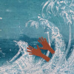 Salvation - A drawing of ocean waves and hands coming out of the waves