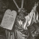 The Old testament - A drawing of "Moses" holding the tablets